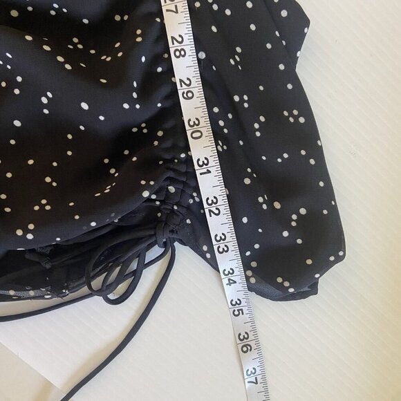 Cotton Candy LA Peasant Cinched Dress Size S Small Fairy Polka Dot‎ Ruched Mini - Picture 11 of 11